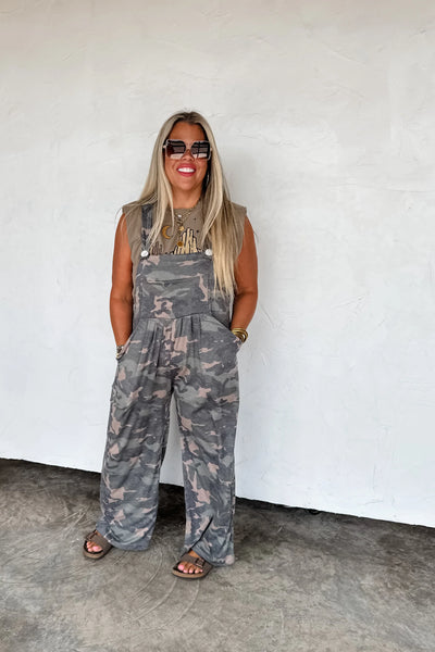 Mila Camo Overalls *Preorder