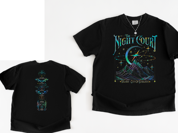 Night Court black tee front and back