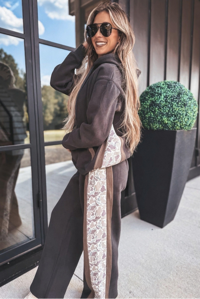 Camo Charcoal Hoodie Pant Set