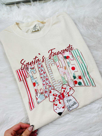 Santa's Favorite Teacher Custom Tee