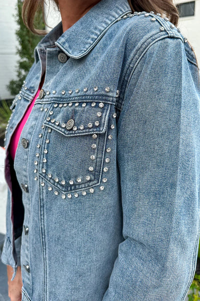 Stevie Rhinestone Denim Jacket *preorder