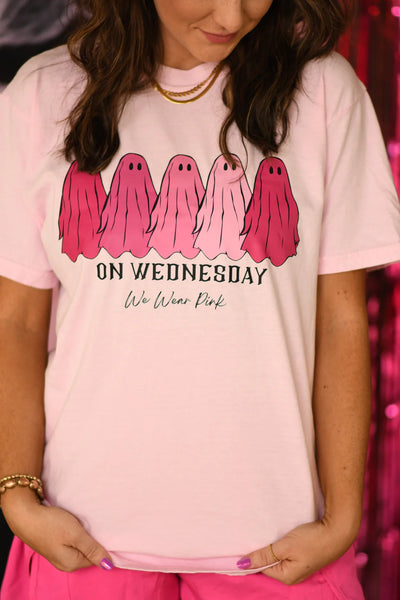 Wednesdays We Wear Pink Ghosts Tee *Youth & Adult