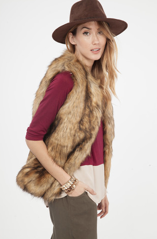Faux Fur Vest in Taupe