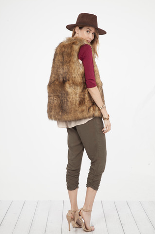 Faux Fur Vest in Taupe