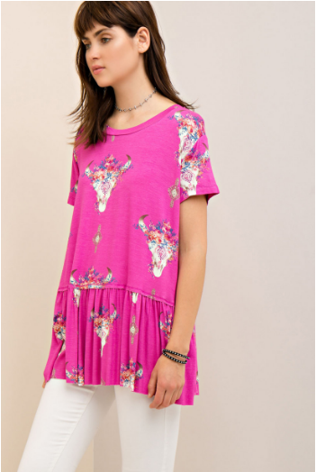 Candy Pink Bull Skull Top